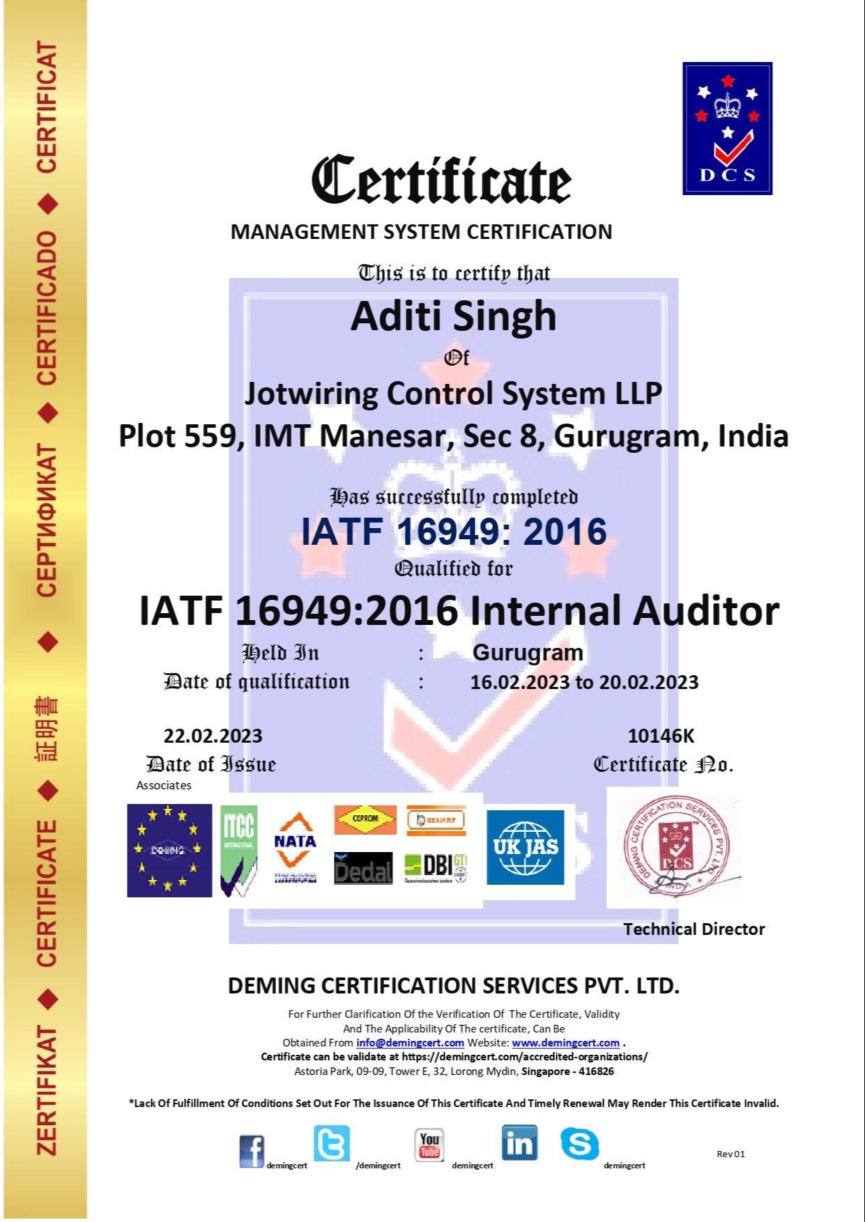 IATF Internal Auditor Training On ISO/TS16949